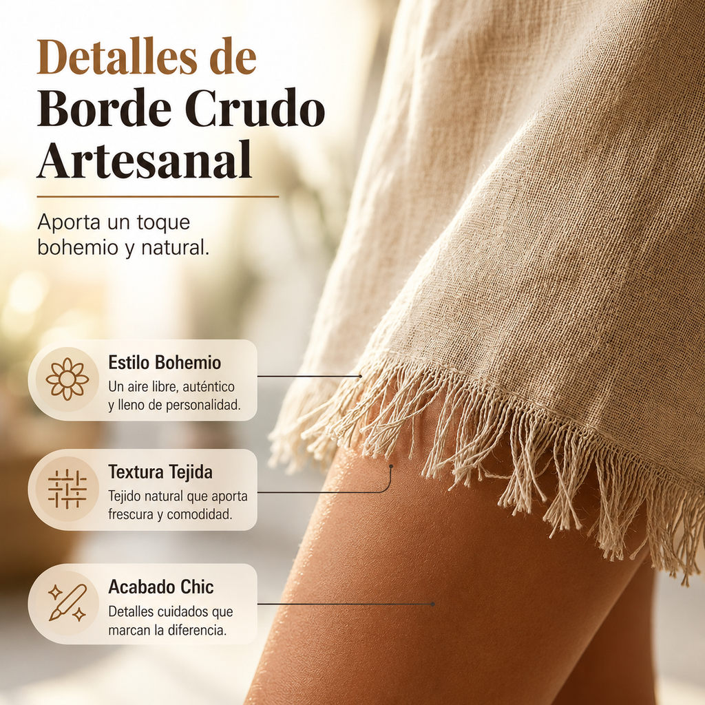 Miriam | Minivestido lencero con escote en V y borde deshilachado