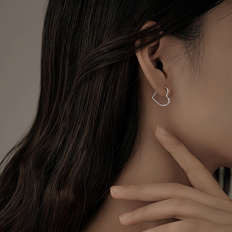 Gaëlle - Boucles d'oreilles dorées en forme de cœur en acier inoxydable