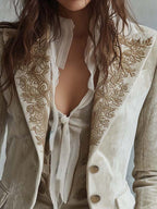 Éléonore | Blazer tailleur ivoire brodé