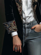 Romane | Blazer Ajusté Imprimé Baroque Noir