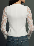 Célestine | Haut Blazer Noir à Manches Semi-Transparentes