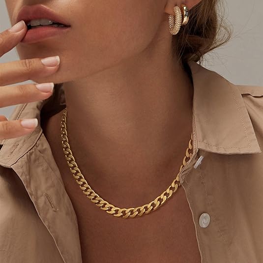 Agathe - Collier chunky à maillons cubains