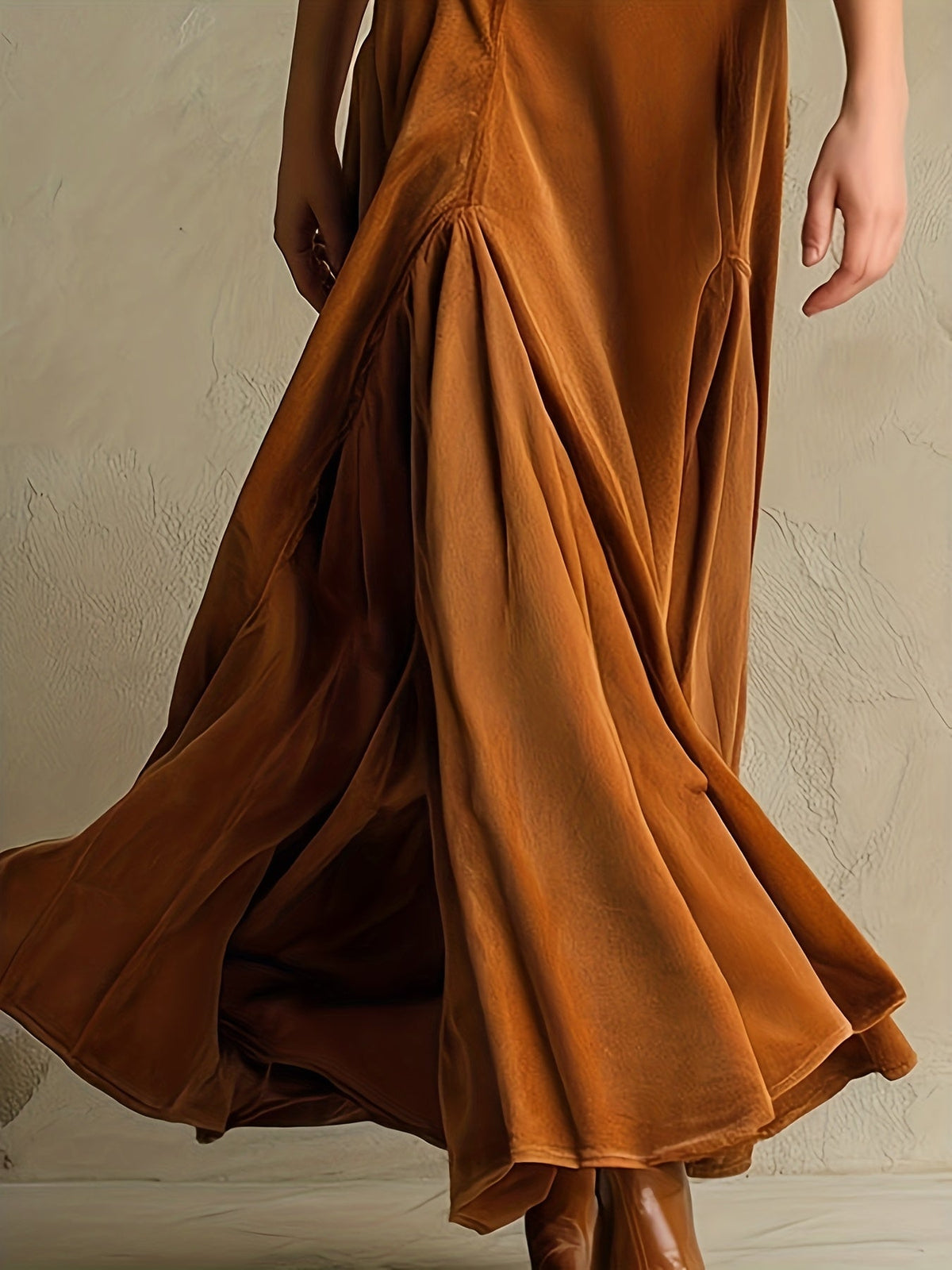 Hermance | Robe mi-longue à col chemise et décolleté en V, boutonnée devant, manches 7/8 pour femme