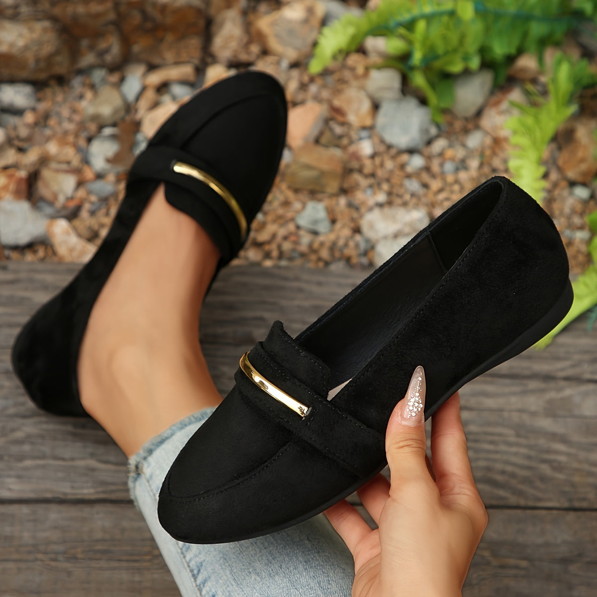 Élise | Mocassins pointus effet daim