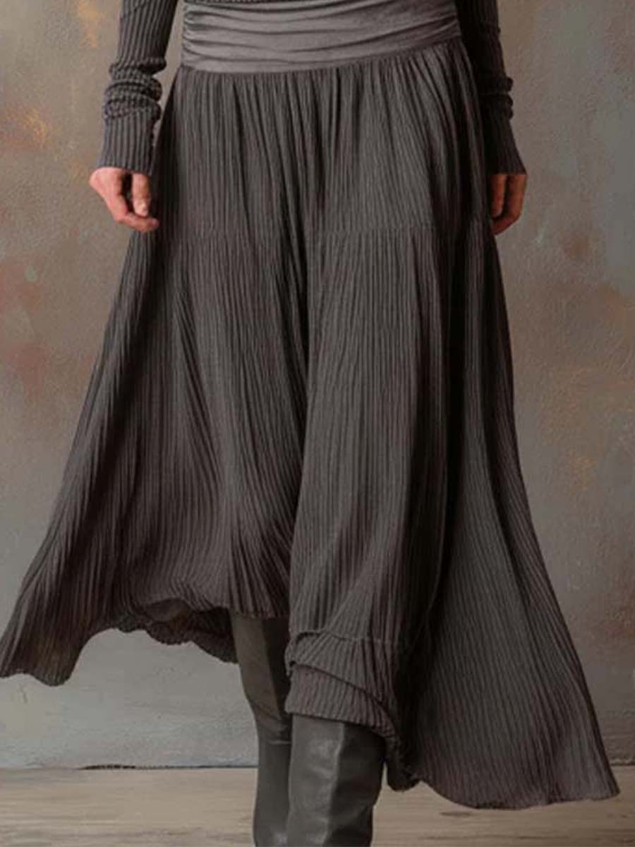Chloé | Robe longue vintage en maille côtelée gris anthracite