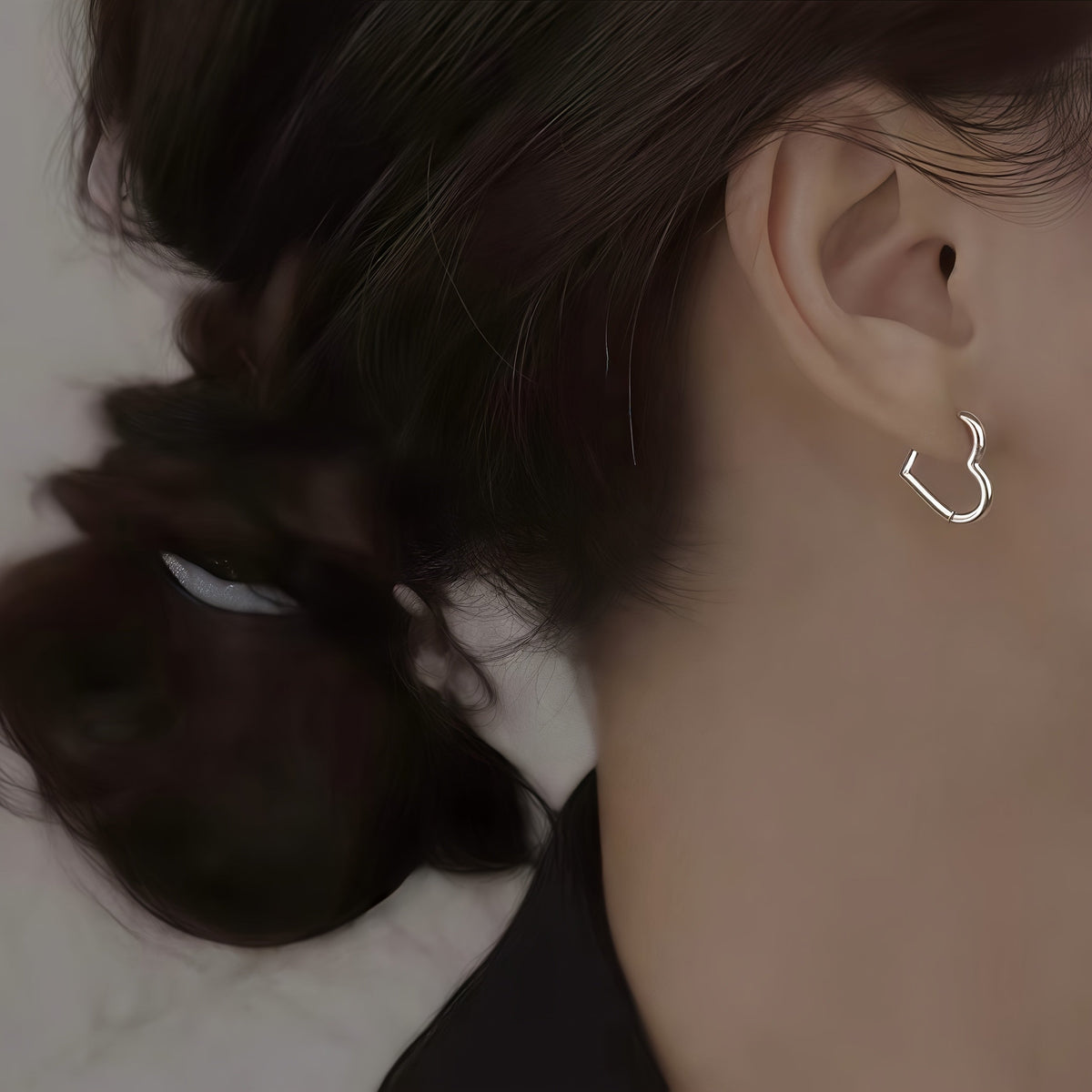 Gaëlle - Boucles d'oreilles dorées en forme de cœur en acier inoxydable