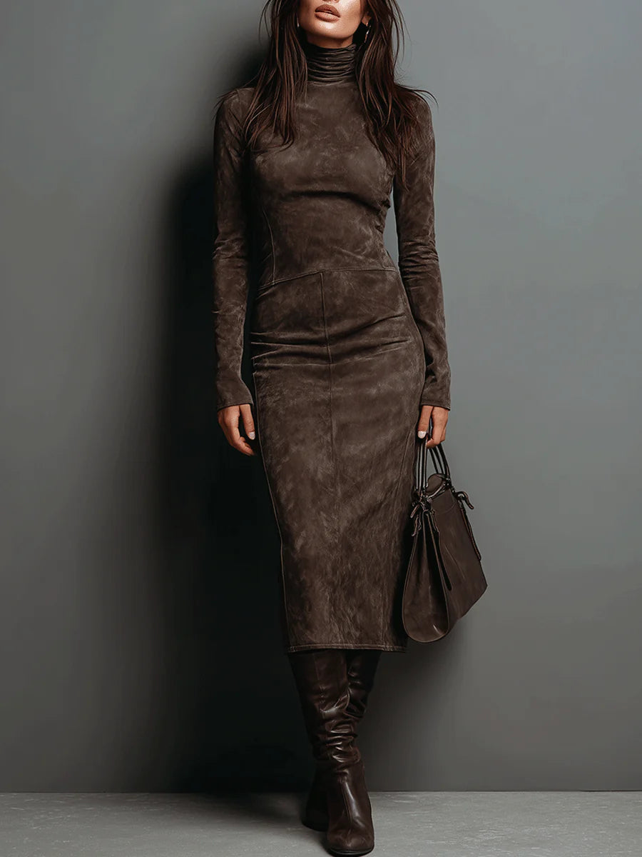 Isaure | Robe mi-longue en daim