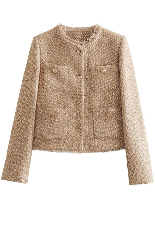 Joséphine | Veste en tweed à boutons métalliques et poches