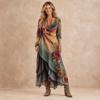Rosalie | Robe longue bohème fleurie en couches
