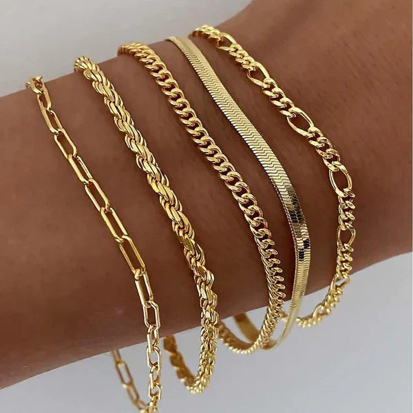 Alice  - Ensemble de 5 bracelets en or