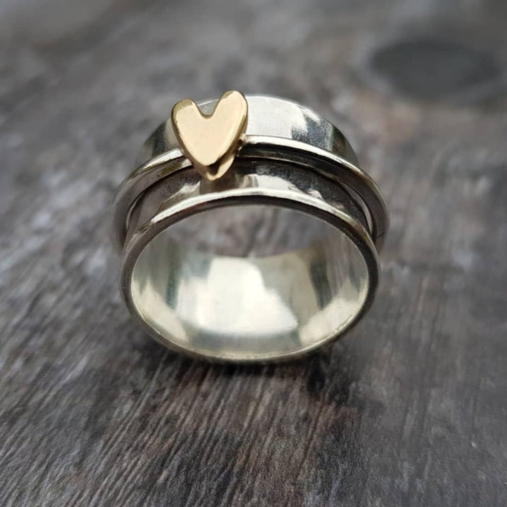 Lisette - Bague en argent avec cœur doré