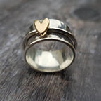 Lisette - Bague en argent avec cœur doré