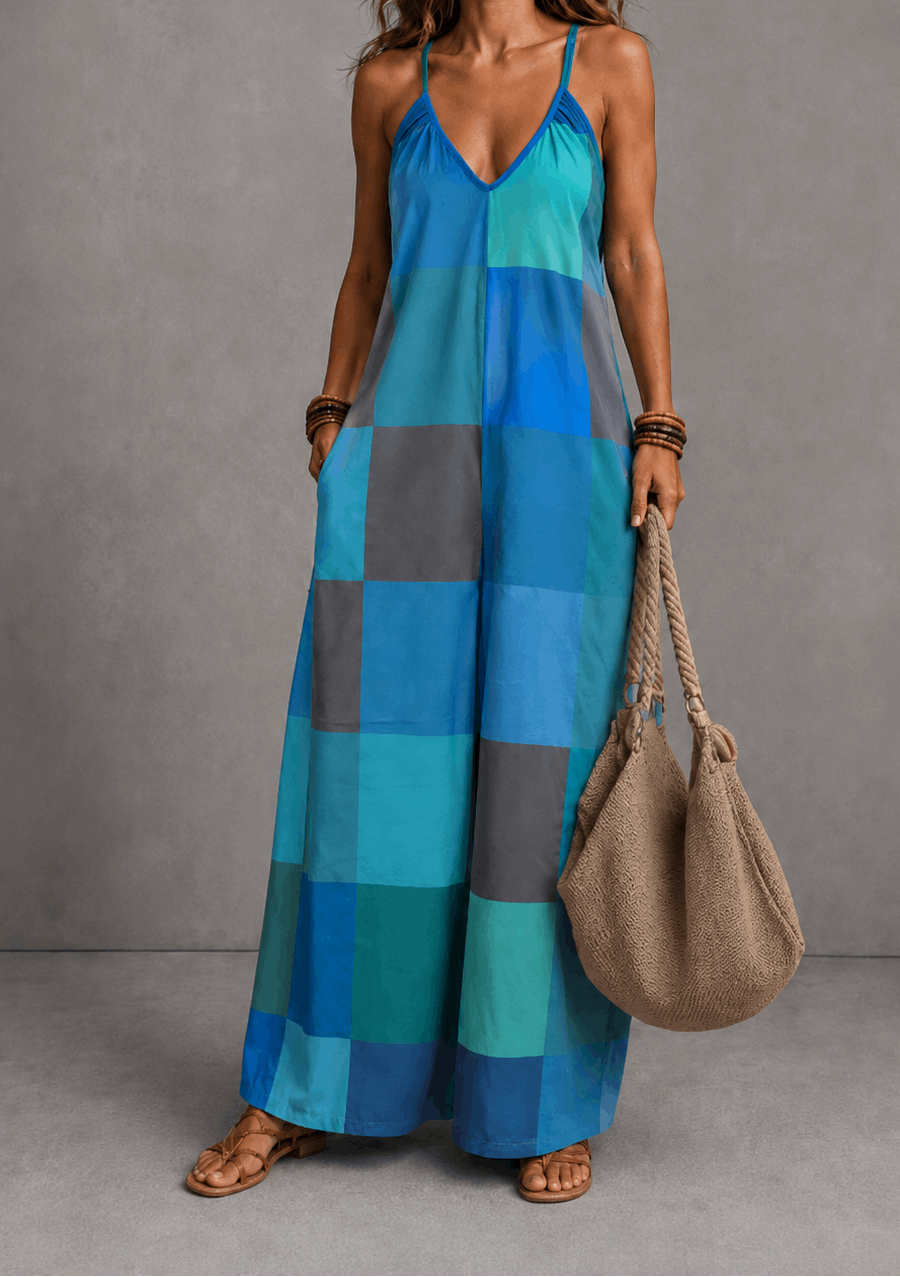 Valeria | Mono patchwork bohemio de escote halter