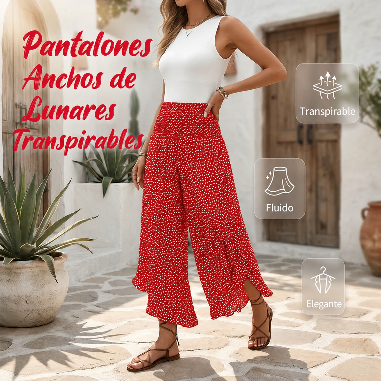 Lina | Pantalones de mujer fluidos de talle alto y pierna ancha