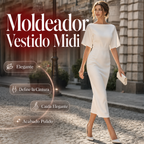 Ainara | Vestido midi entallado de manga abullonada