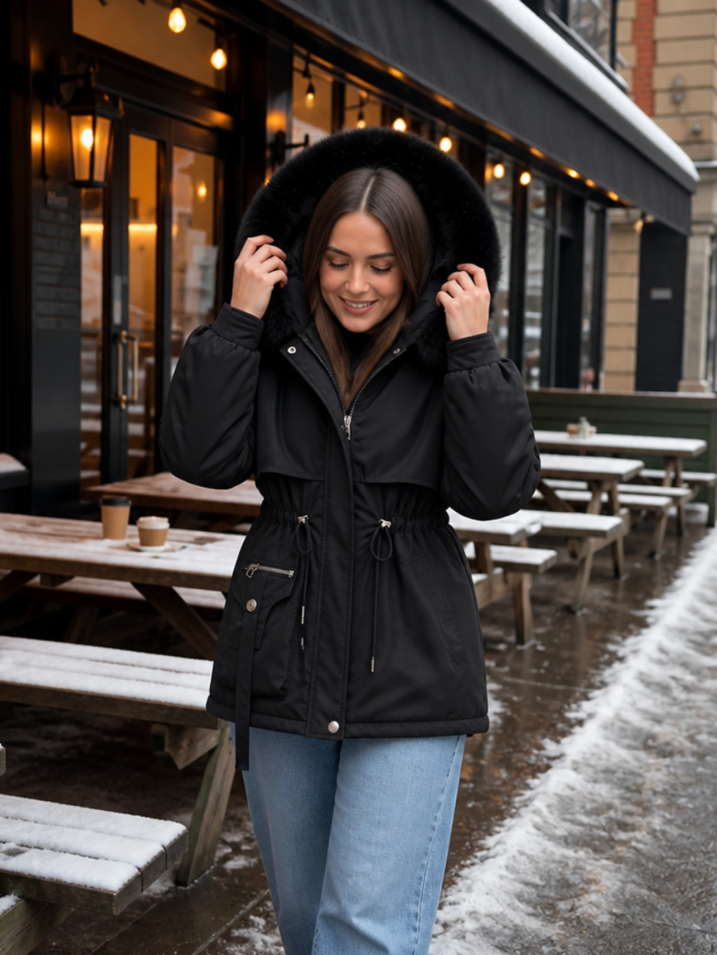 Éloïse | Parka cintrée déperlante pour femme avec doublure sherpa
