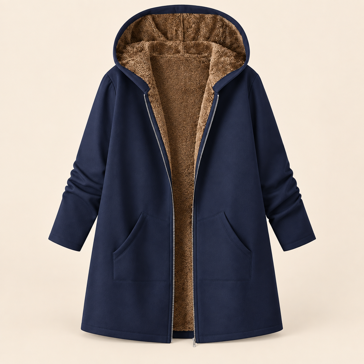 Évelyne | Manteau chaud à capuche, doublure sherpa douce