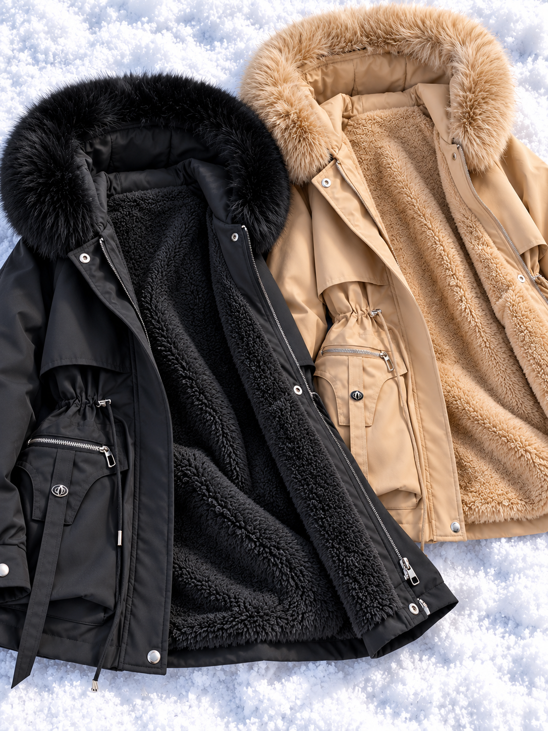 Éloïse | Parka cintrée déperlante pour femme avec doublure sherpa