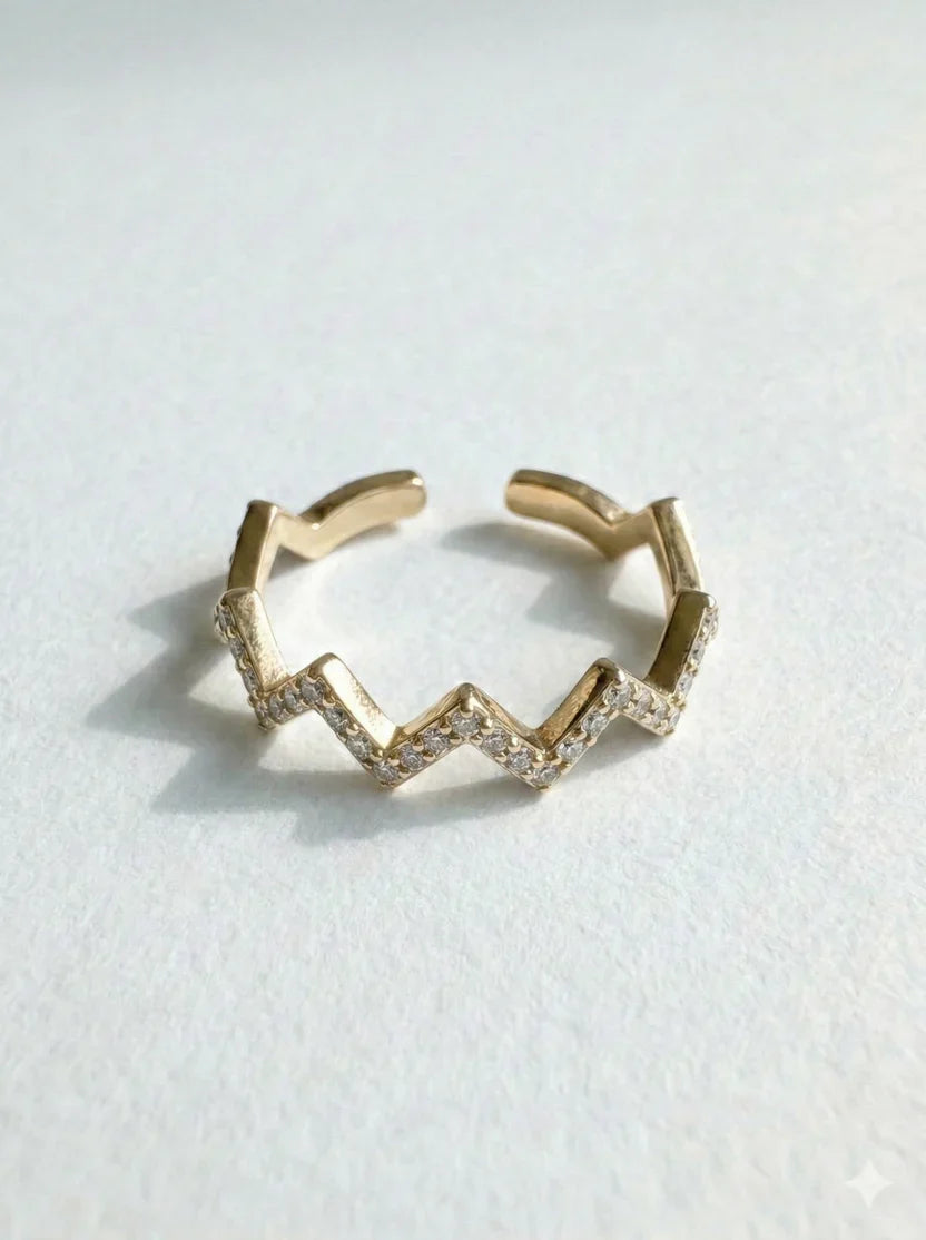 Anillo zigzag con piedras preciosas Martina