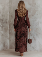 Eloise | Paisley Zip-Waist Long-Sleeve Maxi Dress for Women