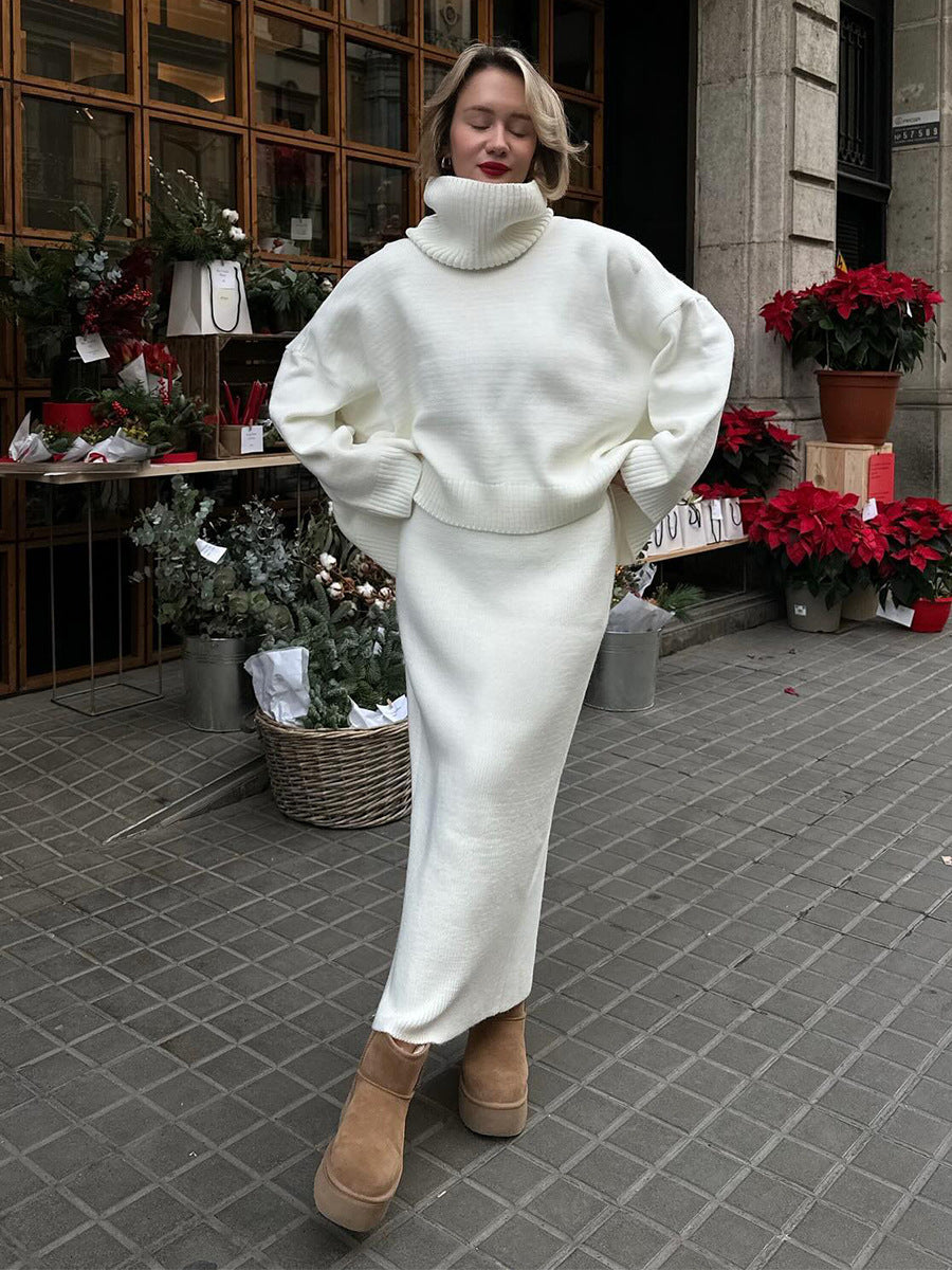Estelle | Élégant ensemble deux pièces pull et jupe longue