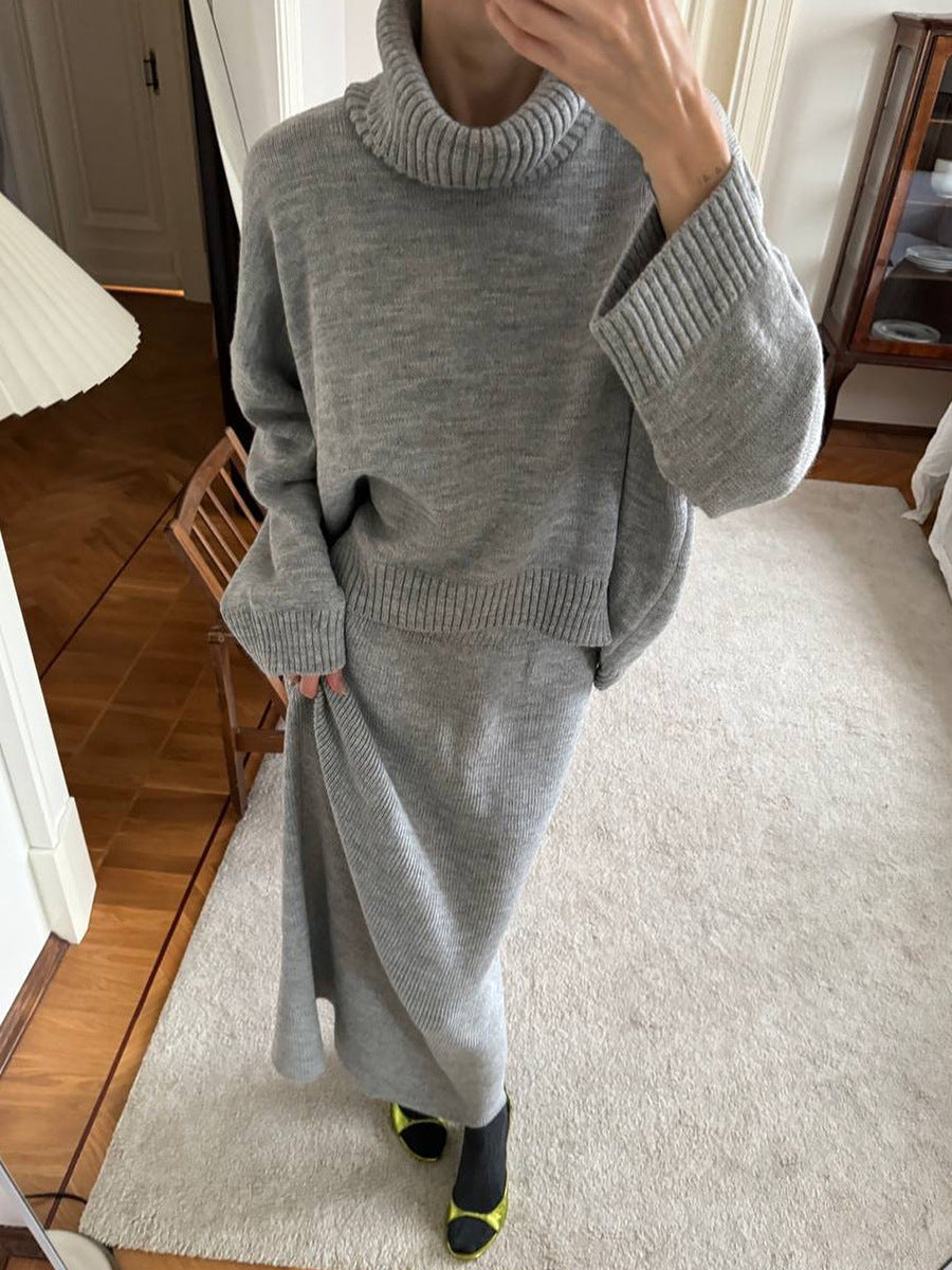 Estelle | Élégant ensemble deux pièces pull et jupe longue