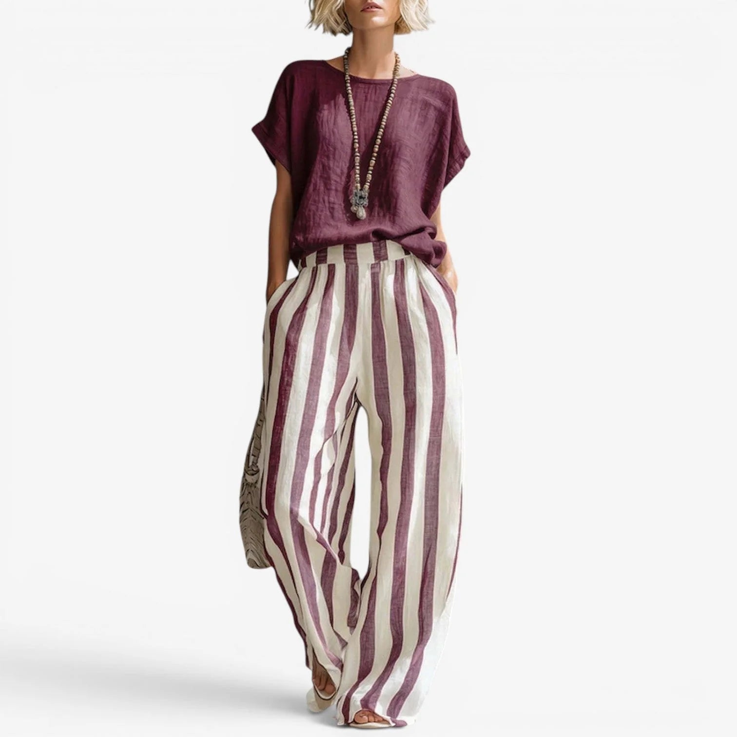 Claricia | Traje de dos piezas de lino a rayas
