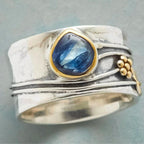 Eugénie - Bague vintage saphir bleu en argent plaqué or