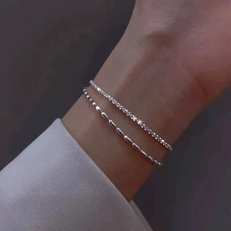Célestine - Ensemble de bracelets argentés élégants avec zircons