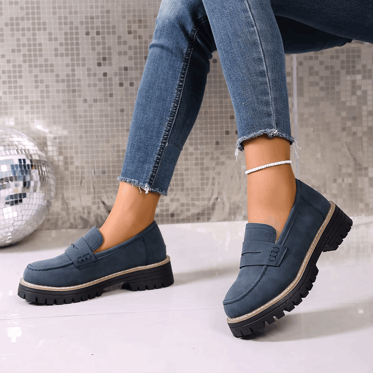 Colette | Mocassins à plateforme style écolière