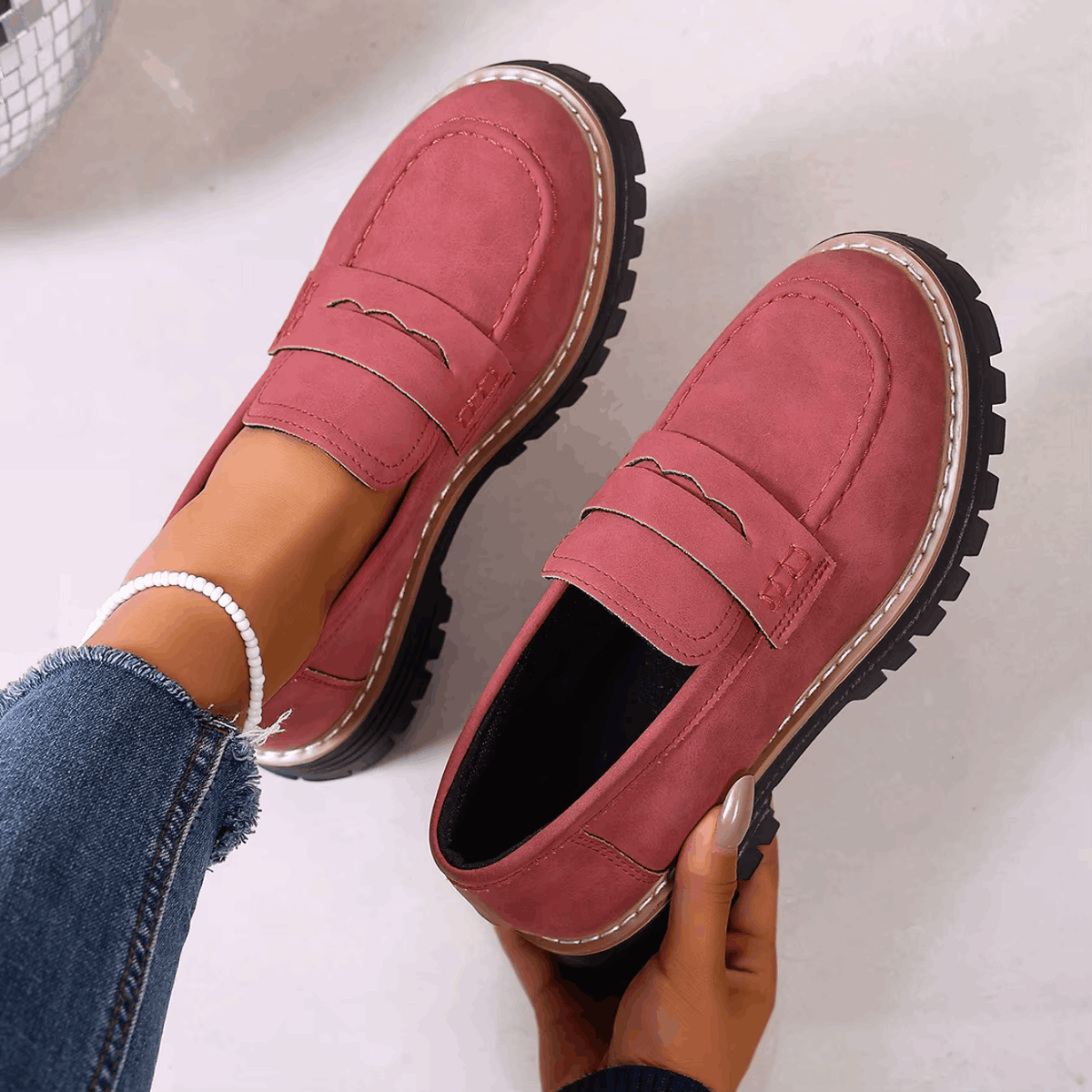 Colette | Mocassins à plateforme style écolière