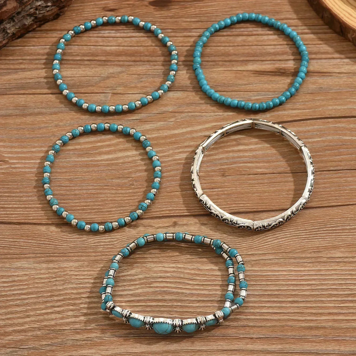 Bérénice - Ensemble de bracelets avec perles turquoise