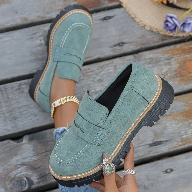Colette | Mocassins à plateforme style écolière