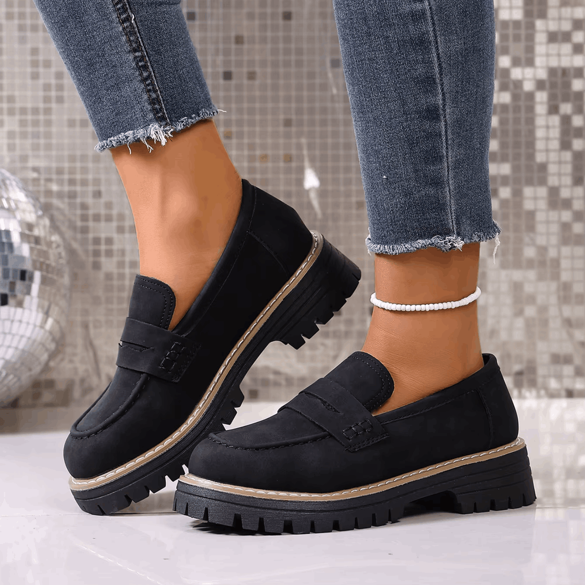 Colette | Mocassins à plateforme style écolière