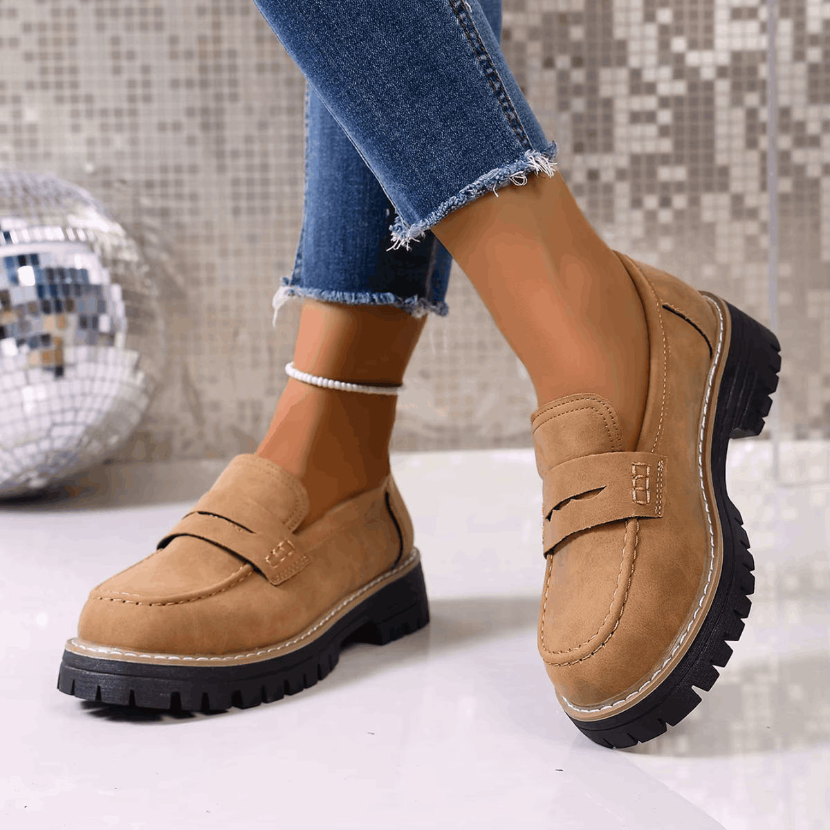 Colette | Mocassins à plateforme style écolière