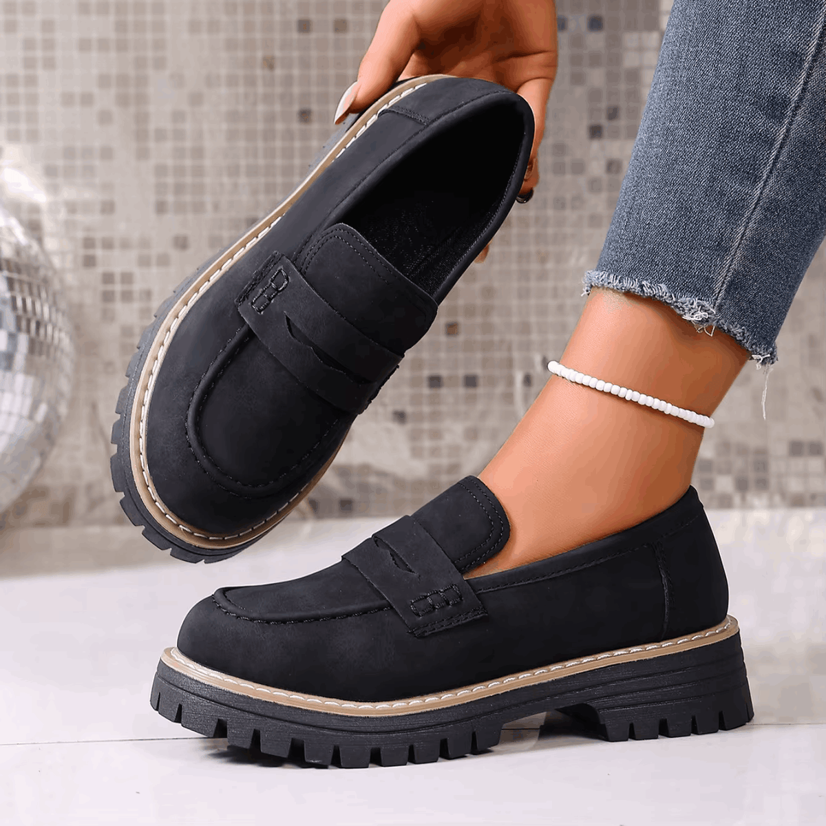 Colette | Mocassins à plateforme style écolière