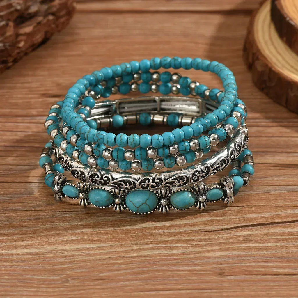 Bérénice - Set de bracelets avec perles turquoise