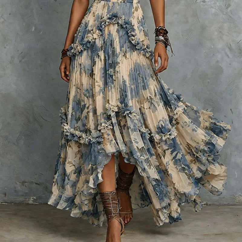 Oriane | Robe longue bustier à fleurs 3D