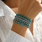 Bérénice - Set de bracelets avec perles turquoise