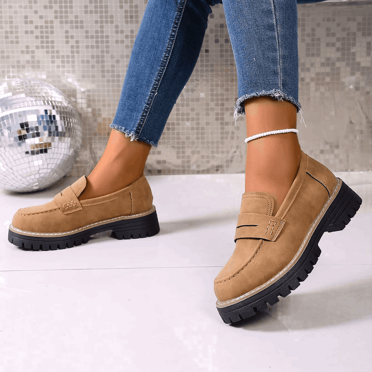 Colette | Mocassins à plateforme style écolière