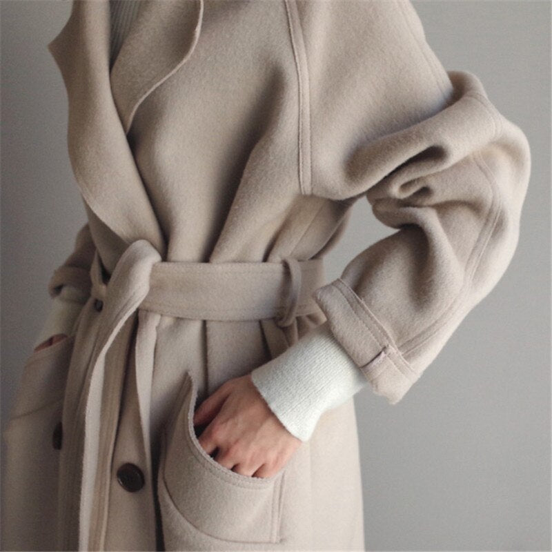 Michelle™ | Long manteau élégant en laine pour femme