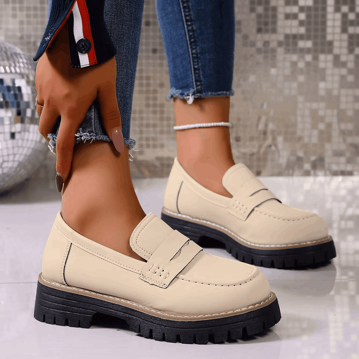 Colette | Mocassins à plateforme style écolière