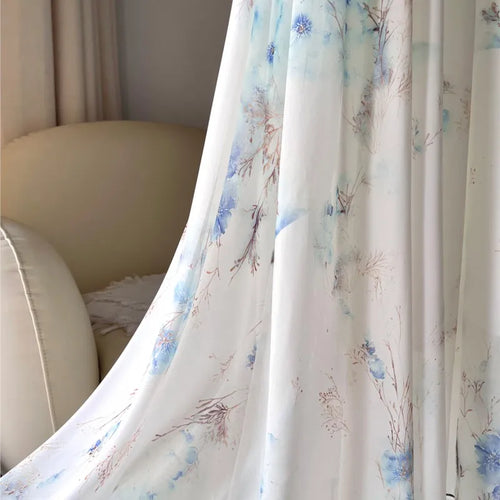 Anaïck | Robe longue fleurie à col en V et manches longues transparentes pour femme