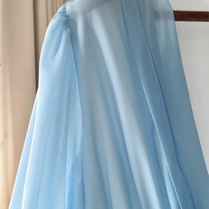 Anaïck | Robe longue fleurie à col en V et manches longues transparentes pour femme