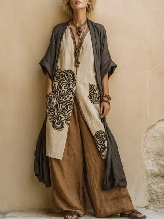 Susana | Conjunto bohemio largo bordado