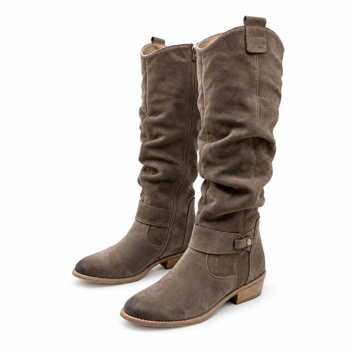 Violette | Bottes hautes d’hiver à talon bas et zip