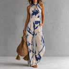 Rihanna | Mono halter estampado abstracto azul
