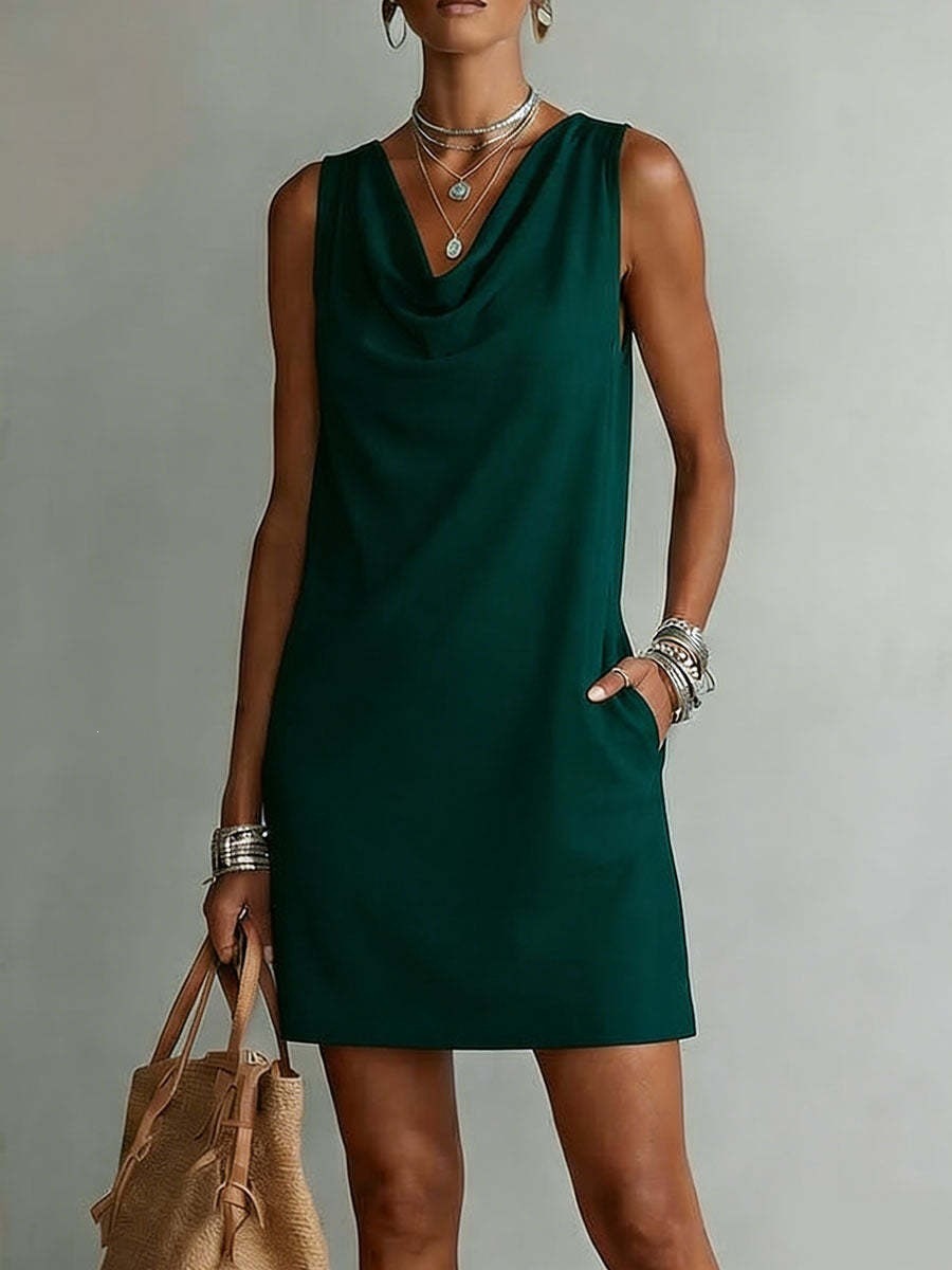 Laura | Vestido elegante de escote tipo capucho ajustado