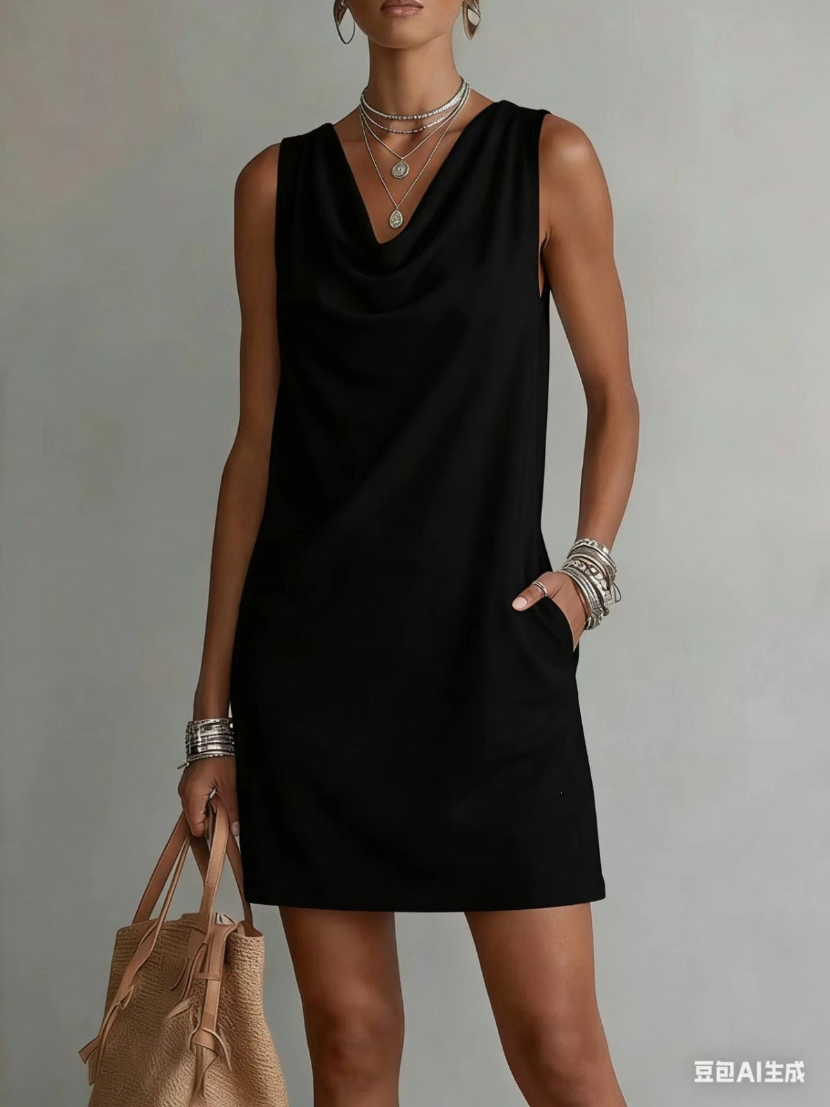 Laura | Vestido elegante de escote tipo capucho ajustado