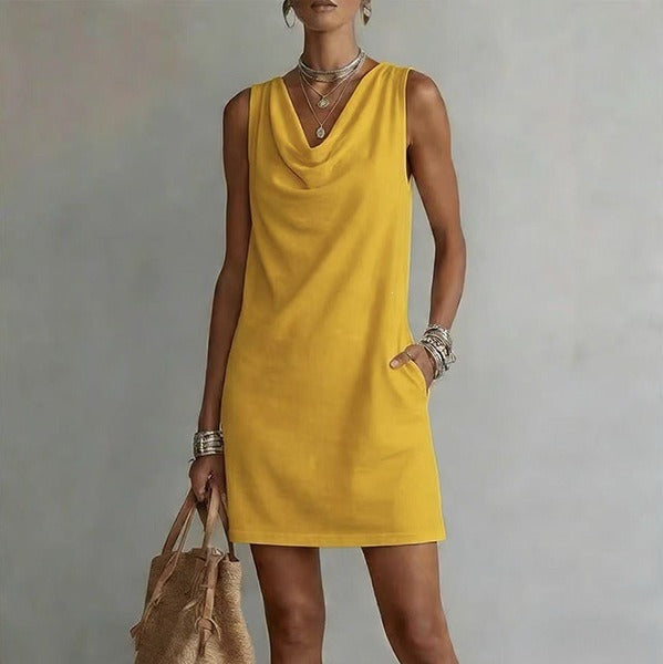 Laura | Vestido elegante de escote tipo capucho ajustado